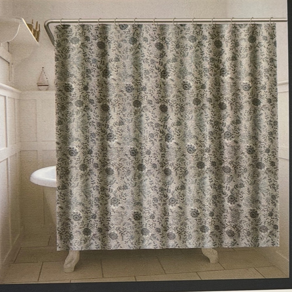 Nautica Home Textured Shower Curtain Unisex OS Blue Floral Seersucker NTSCL522
